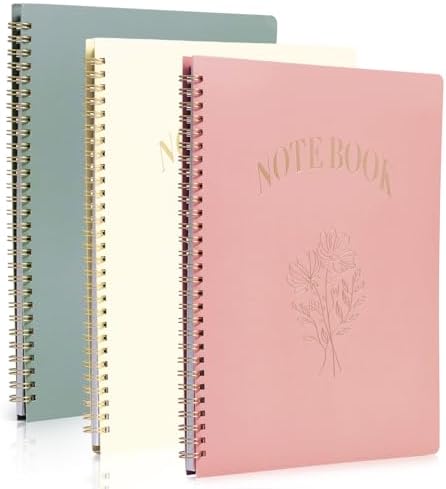 M&G Spiral Notebook Set of 3, Large Cute College Ruled Journal for Women, 100 Pages A4 8 x 10.5 Lined Page for Work, School & Note Taking