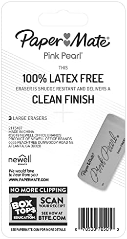 Paper Mate Pink Pearl Erasers, Large, 3 Count (Pack of 2)