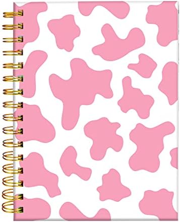 iampanda Spiral Journal Notebook,Cute Strong Twin-Wire Binding with Premium Paper for Girl Women,60 Sheets A5 College Ruled Notebook/Journal,Perfect for School Office Home Gifts,Pink Cow