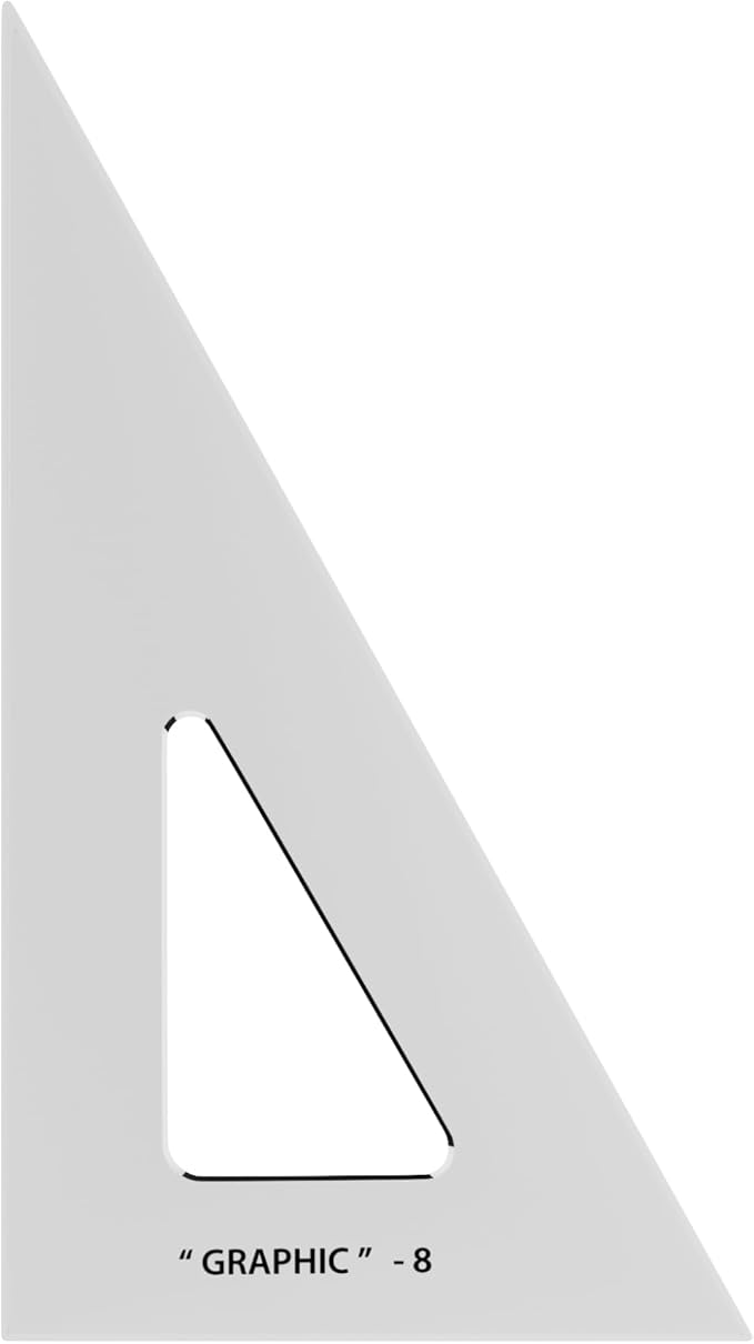 ALVIN - 8 inches Transparent Academic Acrylic Triangle Ruler 30/60 Degrees, Multipurpose Tool for Drafting, Design, and Architecture, Great for Machining and Woodworking