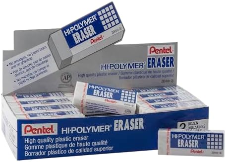 Pentel Hi-Polymer Block Eraser, Large, White, 36 Count (ZEH-10)