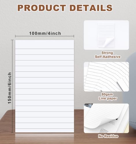 400 Sticky Notes White,100 x 150 mm Giant Wall Post Strips for Office Home