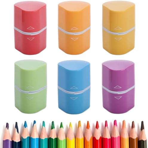 Mr. Pen- Pencil Sharpeners Manual, 6 Pack, 3 Holes, Colorful