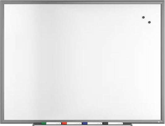 TRU RED™ Magnetic Porcelain Dry Erase Board, Gunmetal Frame, 4' x 3', Wall-Mountable, Aluminum