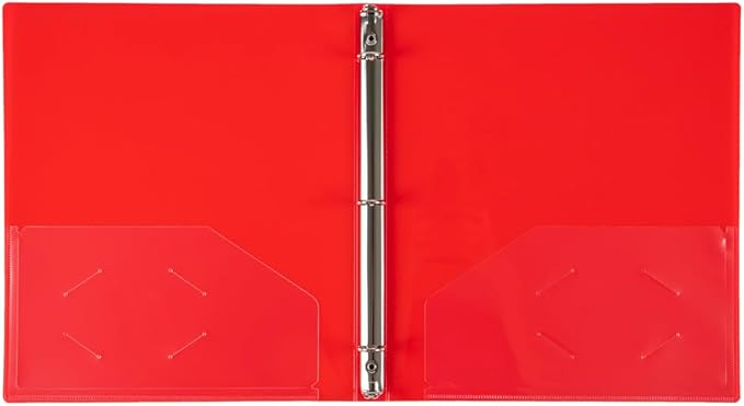 JAM PAPER Plastic 0.5 inch Binder - Red 3 Ring Binder - Sold Individually