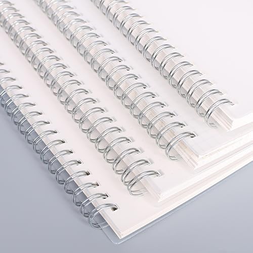 YIHUANYIFA 4pcs Steno Spiral Notebooks A5 5.5x8.3inch Dot 80 Sheet Steno Pads Thick Plastic Covers for Writing Notes in Lists, Office, Home (A5 4Pcs Clear Dot)