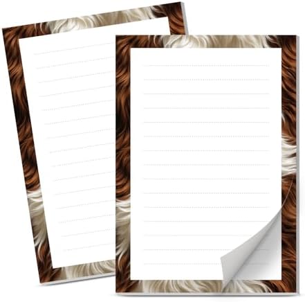 Lined Sticky Notes 4x6 in, 2 Pack Large Cute Notepads with Lines Self-Stick Note Pad, Funny Memo Pads Strong Adhesive for Office, Home Retro Brown Cowhide
