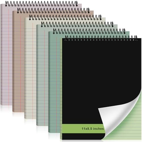 6 Pcs Top Spiral Notebooks,8.5 x 11 Inches,No Holes,Neutral Color
