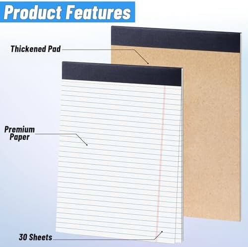 Oleitodh 96 Pack Legal Pads 8.5 x 11 White Wide Ruled Writing Pads Bulk