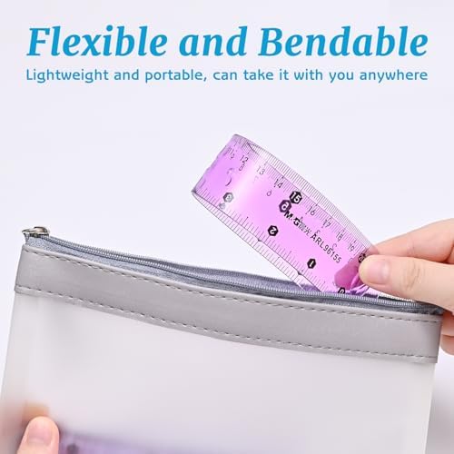 M&G 6 Pcs 6 Inch Flexible Rulers, 15 cm Soft Plastic Bendable Rulers, Clear Colored Shatterproof Straight Edge Ruler with Centimeter and Inch for School Office Measuring Tool Supplies