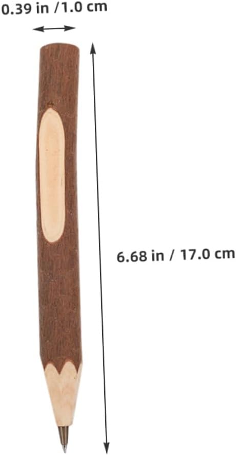 Wooden Ballpoint Pens 17cm, Natural Tree Bark Texture, Lightweight Biodegradable Writing Pens, 10pcs for Office, Home, and Daily Use