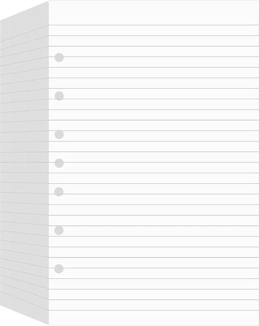Lined Filler Paper for Mini Binder 5.5"x8.5", 500 Sheets College Ruled, 7-Hole, White