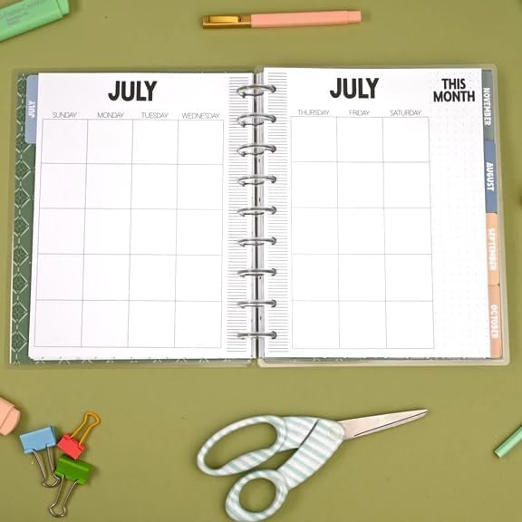 kellofaplan Plaid Student Planner (Undated), Disc-Bound, Weekly Planning Pages, Assignment Tracker, Colorful Monthly Tabs for Middle School, High School, College Students