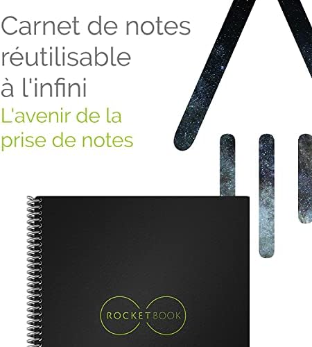 Rocketbook Fusion Reusable Undated Productivity Planner, Executive Size 6x8.8, Navy Blue - Goals, Monthly and Weekly Calendar, Daily To-do List, Lined and Dotted Notes Pages