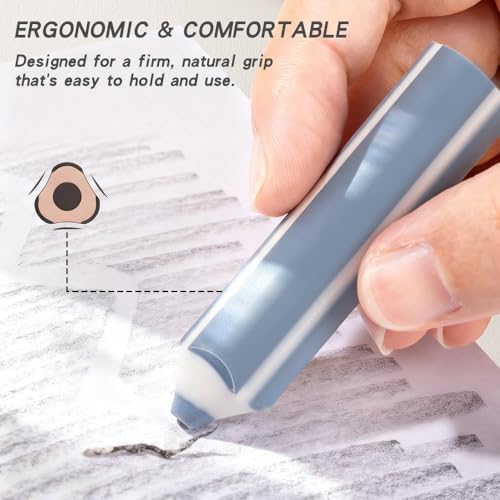 Pencil-Shaped Erasers, Dust-Free & Break-Resistant Eraser with Ergonomic Grip, Soft Rubber Eraser for Pencils, for Classroom, School, Office and Art, 10 Pack in 5 Colors