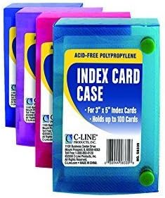 C-Line, 58335, Index Card Case, Holds 100 3 x 5 Cards, Polypropylene, Assorted, Sold As 1 Each