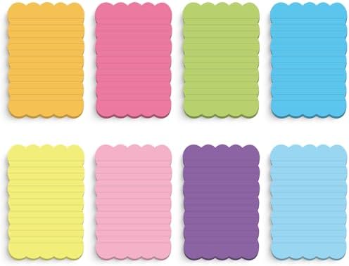 Eaasty 8 Pack Scalloped Sticky Notes Lined 4" X 6" Rainbow Memo Pads