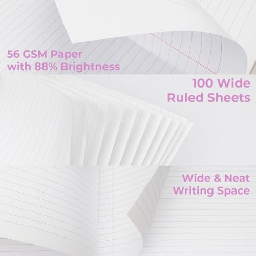 Paper Rite Assorted Marble Composition Notebook Wide Ruled (9.75x7.5 in), 100 Sheets | 200 Pages | For School, Office, Students, Teachers (5, Pink)
