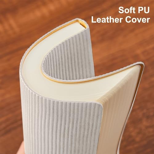 Lined Journal Notebook for Work College Ruled Note Book 5.79"x8.27" A5 PU Leather Daily Journaling 216 Pages for Women Men Writing Home School Supplies Business (Grey)