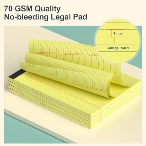 12 Pack Yellow Legal Pads 8.5 x 11 College Ruled Yellow Note Pads 8.5 x 11