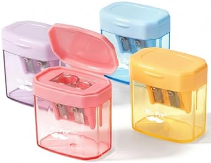 Mr. Pen- Manual Pencil Sharpener, 4 Pack, Colorful, Dual Holes | Compatible with Standard and Jumbo Pencils, Snap-on Lid, Colored Handheld Pencil Sharpener for Artists, Classroom