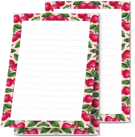 Lined Sticky Notes 4x6 in, 2 Pack Large Cute Notepads with Lines, Bright Post Memo Note Pads Big Rectangular Sticky Notes for Office Cute Pink Cherry