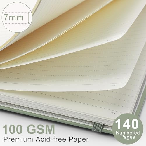 RETTACY Lined Journal Notebook, 140 Numbered Pages, A5 Size (5.7'' x 8.3'')