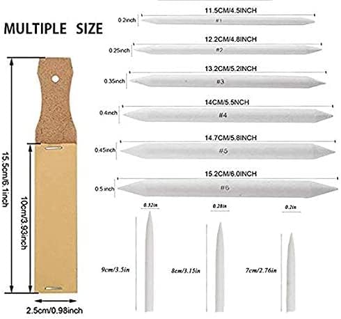 N NOROCME 10 PCS Blending Stumps, Blending Sponge Pens and Sandpaper Pencil Sharpener,Washable & Reusable,Kneaded Eraser,Tortillions Paper Art Blenders for Student Artist Charcoal Sketch Drawing