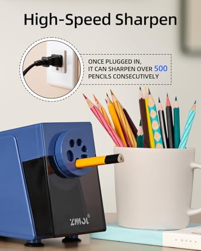 ZMOL Electric Pencil Sharpener,Heavy Duty for Classroom, 6-12mm,Blue