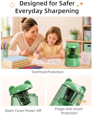 ZMOL Rechargeable Electric Pencil Sharpener for Colored Pencils Green