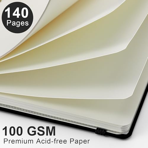 RETTACY Blank Journal Notebook, 140 Pages, A5 Medium Size (5.7'' x 8.3'')