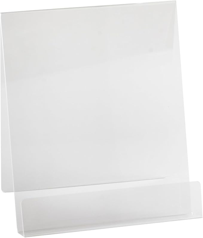 Dazzling Displays Book Easel 8.5 by 11 Slant Back with Lip Paper Stand, Clear Tablet Holder, Thick Acrylic Stand Open Ended Portrait Sized Literature Display for Home, Office, Business, School (1)