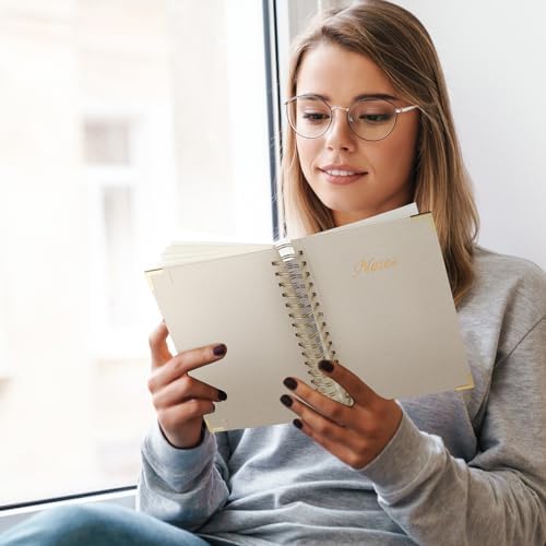 Spiral Notebook Journal, 328 Pages Linen Hardcover College Ruled Notebook, Lined Thick Journals for Women Men, A5 Thick Spiral Journal for Writing, 100GSM Paper, Cute Notebooks for Work School