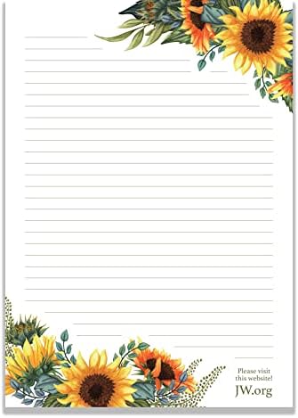 JW Letter Writing A4 Pad Stationery Paper Lined Gift Notepad Writing Sheets (Big Sunflowers)