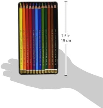 Koh-I-Noor Polycolor Drawing Pencil Set, 12 Assorted Colored Pencils in Tin and Blister Carded, 1 Each (FA3816.12BC)