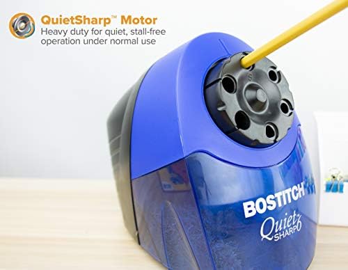 Bostitch Office QuietSharp Electric Pencil Sharpener, Heavy Duty Classroom or Office Use, Size Selector with 6 Different Sizes, Blue (Pack of 4)