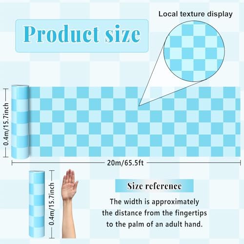 Blue Checkered Bulletin Board Roll Non-Woven Fabric Poster 15.7" x65.6ft
