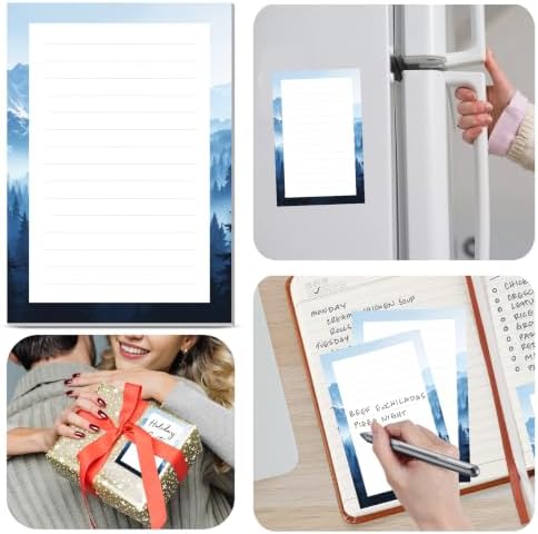 2 Pack Lined Sticky Notes 4x6 in, Cute Self-Stick Notepads with Lines, Large Memo Pads Strong Adhesive for Office, Home Blue Cute Mountain