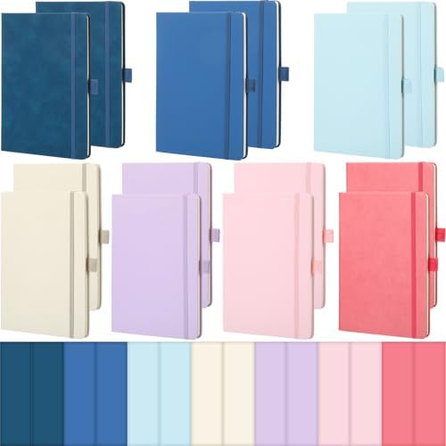 Laumoi 14 Pack Hardcover Lined Journal Notebooks Bulk,Fresh Color,A5