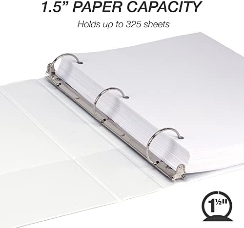 Samsill 1.5 Inch 3 Ring Binders, Economy Round Ring, Clear View Cover, 325 Sheet Capacity - for School, Home, Office - White, 12 Pack