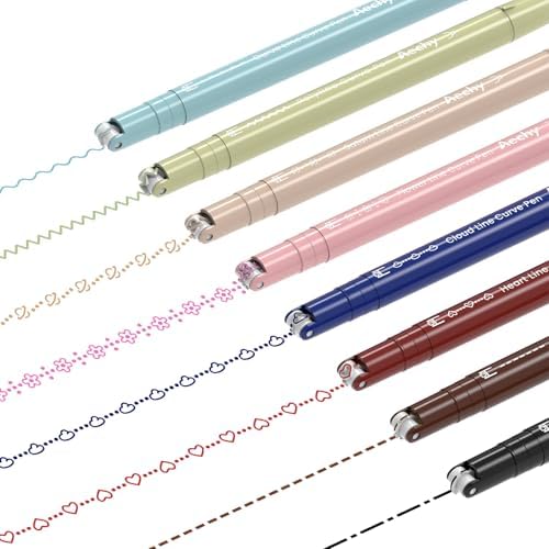 AECHY Dual Tip Curve Highlighter Pens,8 Pattern Roller & 8 Fine Tip Pens