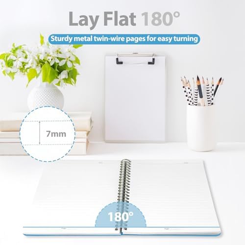A5 Lined Spiral Journal Notebook, 146 Pages Hardcover Notebook with 100 GSM Thick Paper, Inner Pocket & Elastic Closure, 5.7" x 7.9", Notebooks for Work, School, College, Office, Journaling & Note Taking
