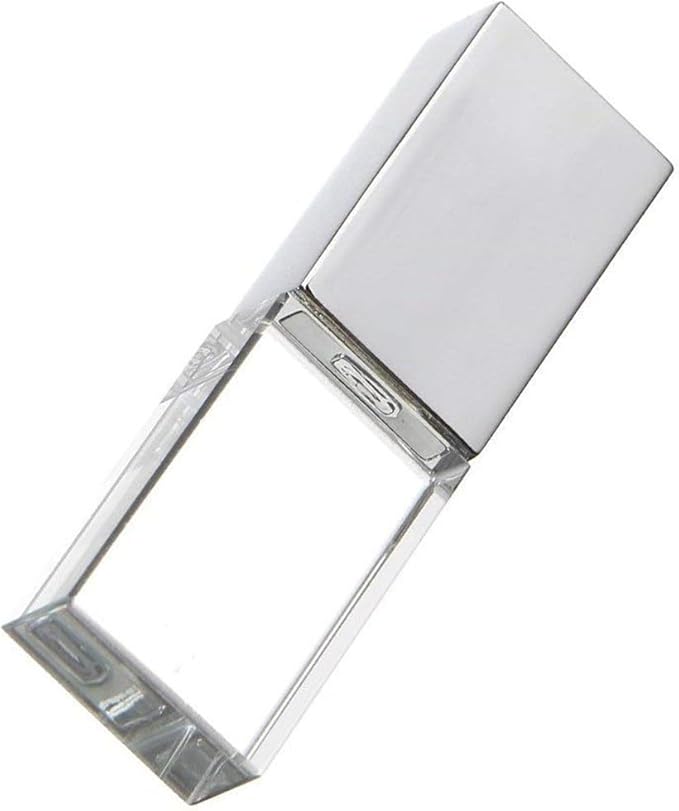 New Crystal Transparent Rectangle Genuine USB Flash Drive 3.0 Wedding Gift Pen Drive,Memroy Stick,Silver (32, GB)