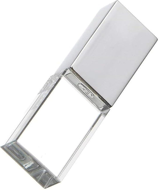 New Crystal Transparent Rectangle Genuine USB Flash Drive 3.0 Wedding Gift Pen Drive,Memroy Stick,Silver (32, GB)