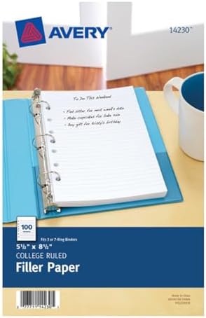 Avery Mini Filler Paper, 5.5 x 8.5 Inches, 200 Sheets (14230)