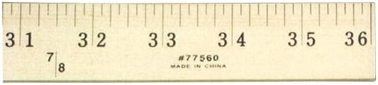 Charles Leonard Wooden Yardstick Ruler, Inches and 1/8 Yard Measurements, Natural Wood, 36 Inches (77560)