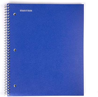 Mintra Office Durable Spiral Notebooks, 1 Subject, (Blue, Wide Ruled 12pk), 100 Sheets, Poly Pocket, Moisture Resistant Cover, School, Office, Business, Professional