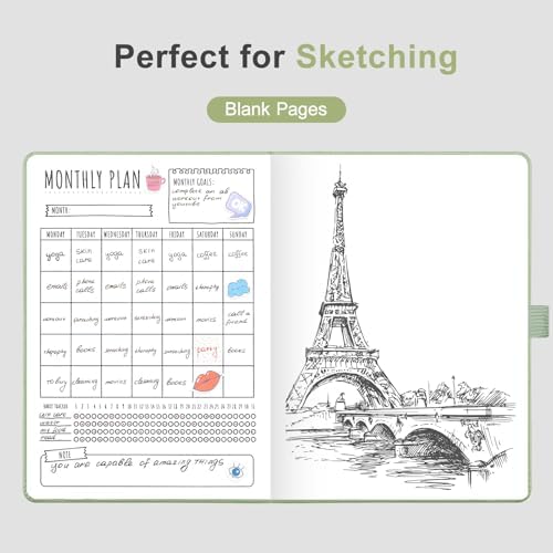 AHGXG Blank Journal Notebook, 160 Pages, A5 Medium Size (5.7'' x 8.3'')