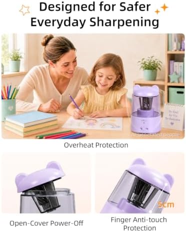 ZMOL Rechargeable Electric Pencil Sharpener for Colored Pencils Purple