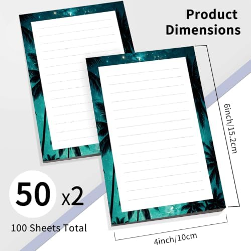 2 Pack Lined Sticky Notes 4x6 in, Cute Self-Stick Notepads with Lines, Large Memo Pads Strong Adhesive for Office, Home Cute Night Sky Tree